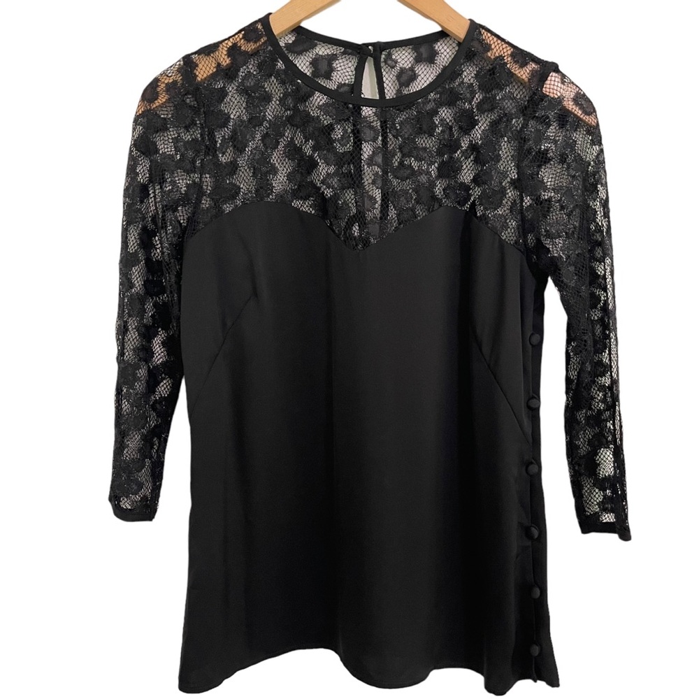 Milly Illusion Black Lace Silk Top 4